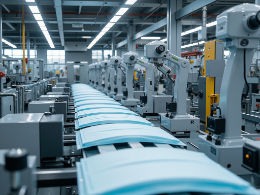 重庆动力冲浪板制造工厂外景，现代化厂房建筑，蓝天白云背景